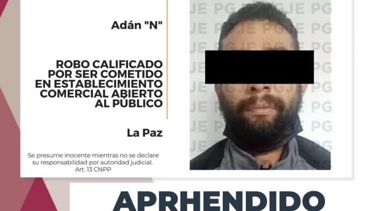 Cae ''El Kiko'' probable ladrón de establecimiento comercia en La Paz