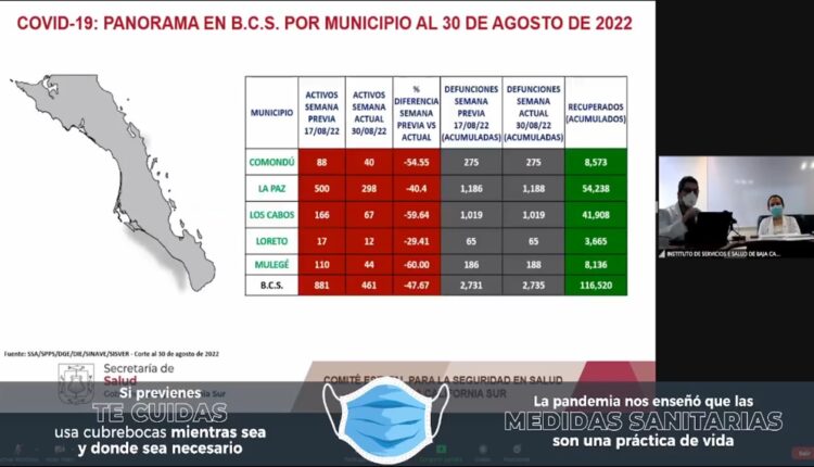Infografía casos COVID-19 en BCS