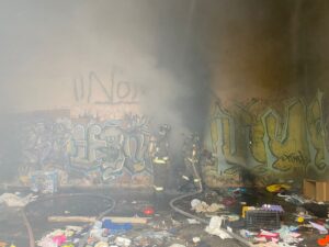 Antiguos almacenes del Ayuntamiento de La Paz después del incendio