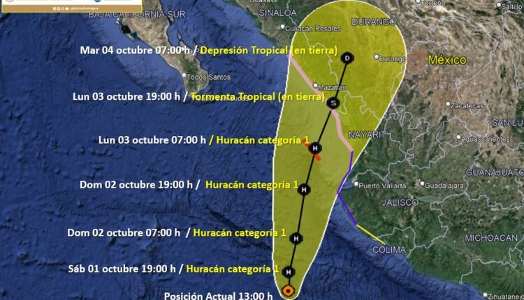Huracán 'Orlene' categoría 1