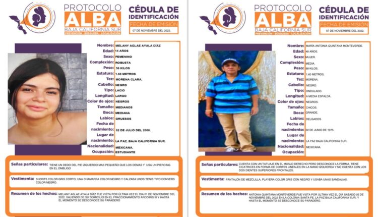 Ficha de búsqueda del Protocolo Alba por Melany Aglae y María Antonia Quintana Monteverde