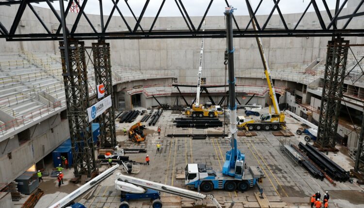 Obras de construcción para la arena Porte de la Chapelle