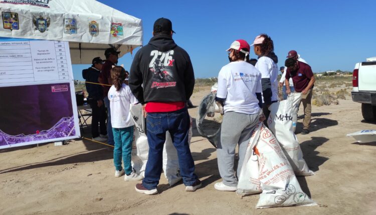 Ciudadanos de La Paz durante torneo "Pescando residuo" en la playa El Comitán.