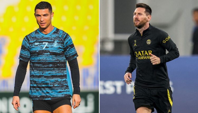 Cristiano Ronaldo y Messi entrenando