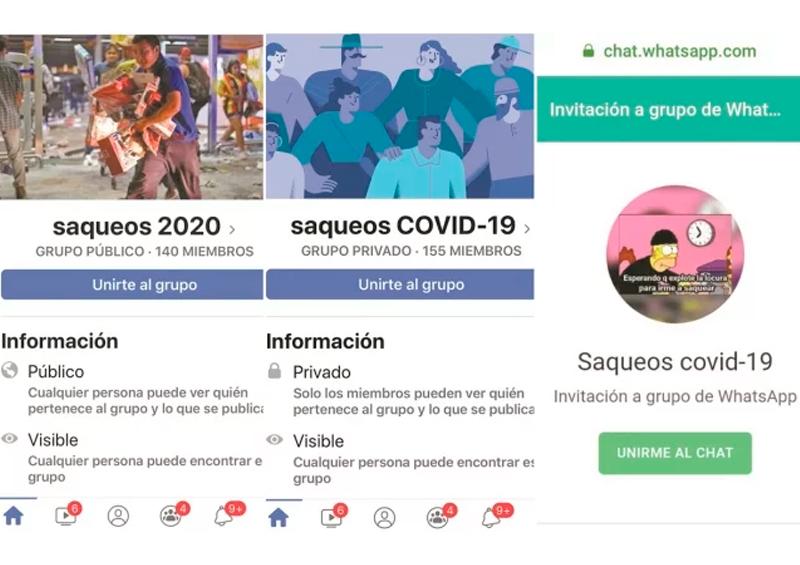 Grupos saqueos facebook Desactivan perfiles en Internet que llamaban a realizar saqueos